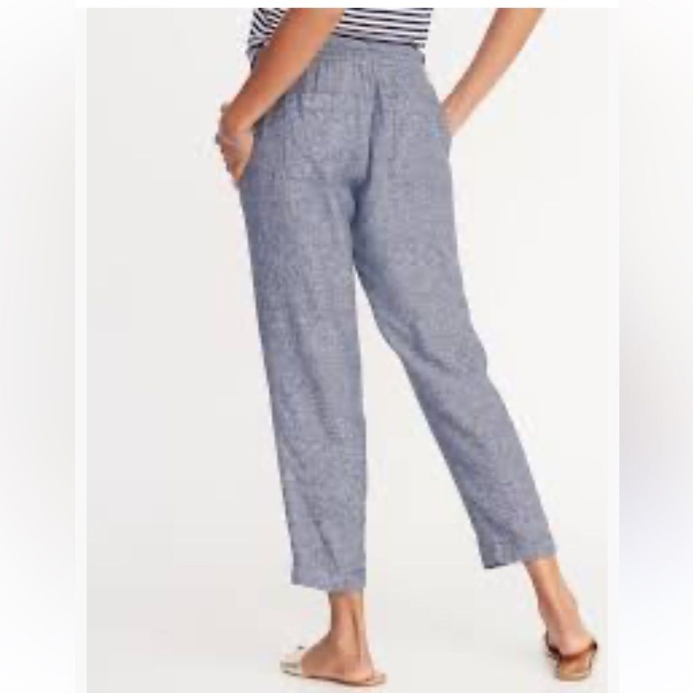 Lou & Grey Women’s Linen Blend Pull On Trousers Cropped Size Small